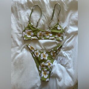 Benoa Swim Olive Green Floral Bikini Set